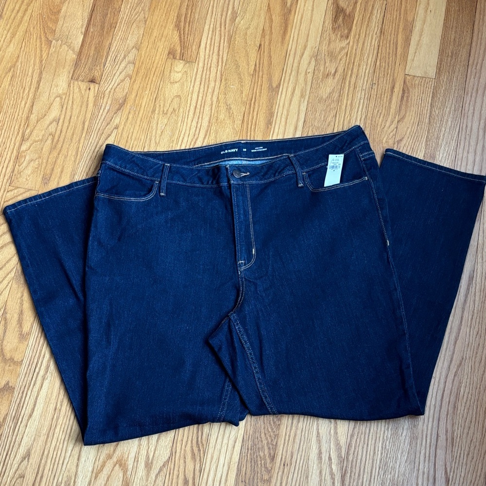 BNWT Old Navy Women's Deep Indigo Wow High Straight Leg Jeans